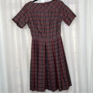 Vintage Dixie Deb 50s plaid fit n flare dress